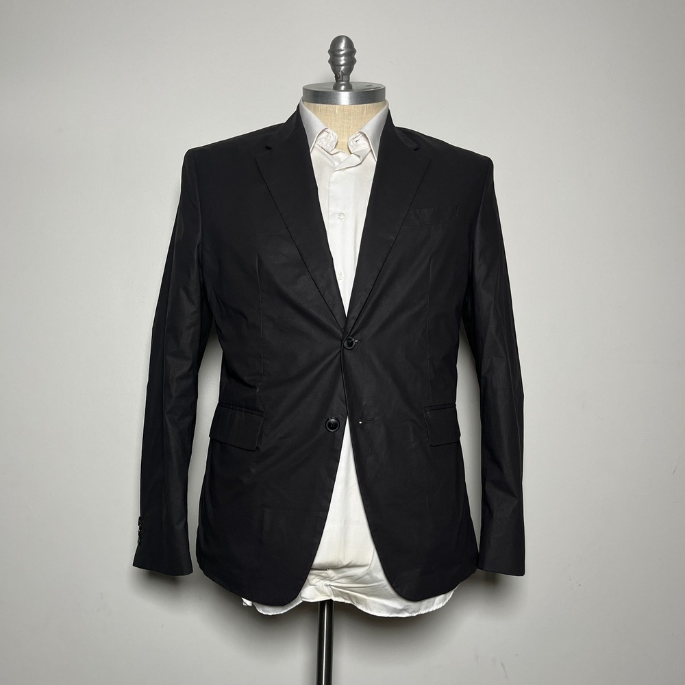 Zara Blazer Mens 44R Brown Solid Cotton Two Button Notch Lapel Modern Jacket